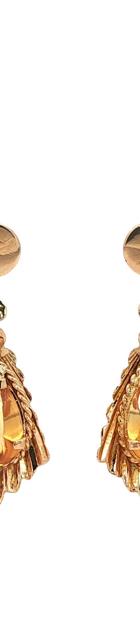 Vintage 18K Gold Drop Earrings with Citrine